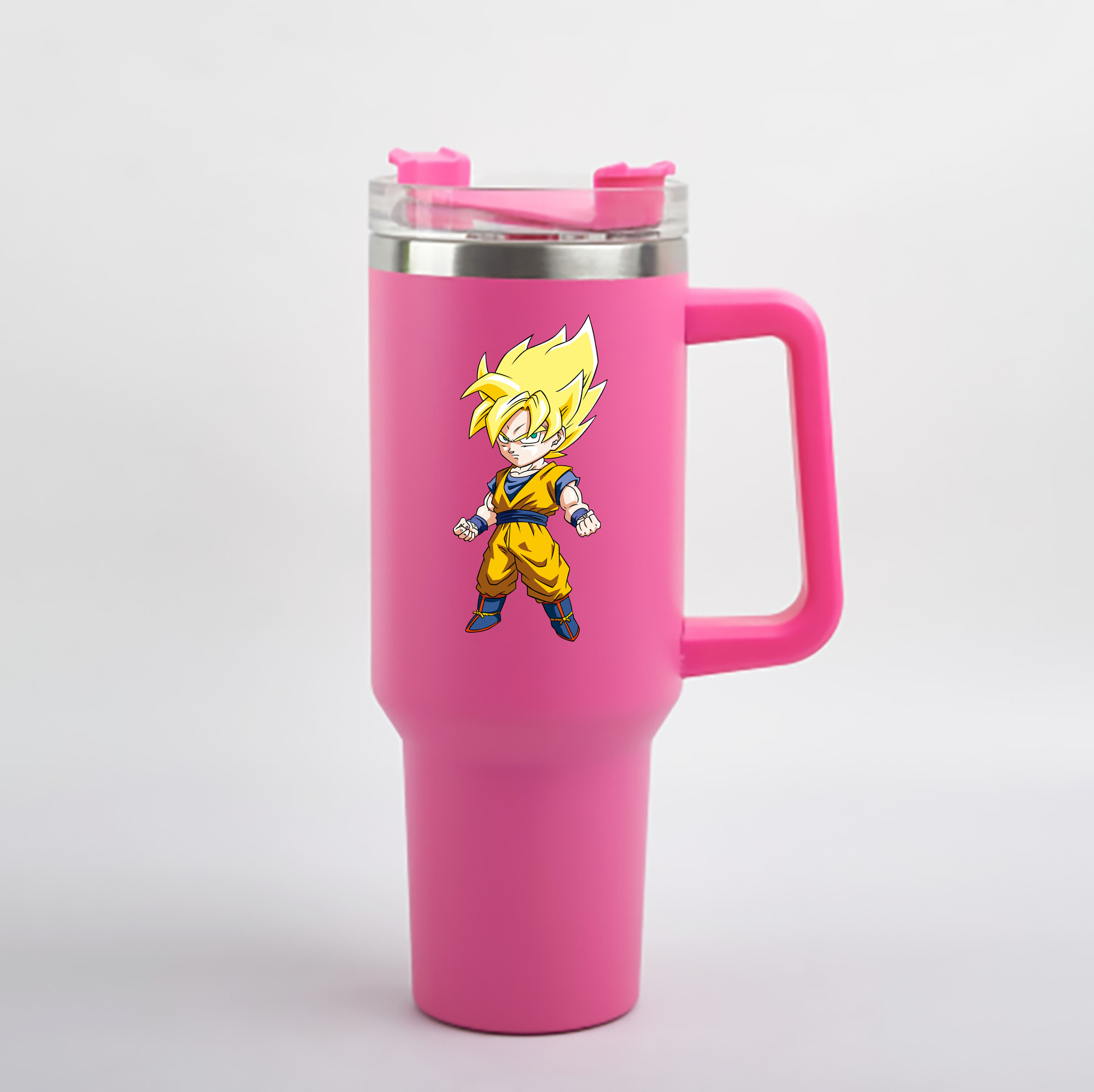 （画像用） ドラゴンボール 孫悟空（そん ごくう）Son Goku カカロット DRAGON BALL Kakarotto 1200mL車用タンブラー - クリスタルステッカー（プラスチックストロー付き）